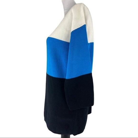 Adrienne Vittadini Women's Black Nautical Striped 3/4 Sleeve Tunic Sweater S/C36 - Picture 4 of 7